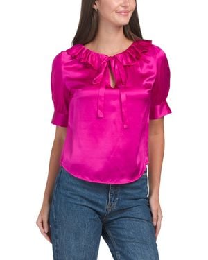TJ Maxx Silk Coco Ruffle Neck Blouse For - Pink