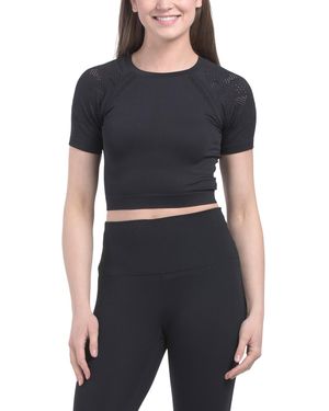 TJ Maxx Seamless Crop T-Shirt For Nylon/Spandex - Black