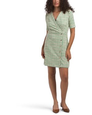 TJ Maxx Stretch Faux Wrap Mini Dress For Spandex/Cotton/Polyester - Green