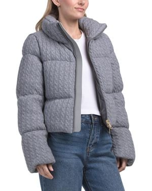 TJ Maxx Wool And Cashmere Blend Oxford Cable Knit Puffer Jacket, Nylon/Wool/Cashmere - Gray