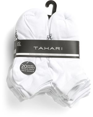 TJ Maxx 20Pk Low Cut Socks For Spandex/Polyester - White