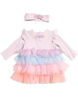 TJ Maxx Newborn Girls 2Pc Colorful Tutu Dress With Headband, Spandex/Cotton/Polyester - Pink