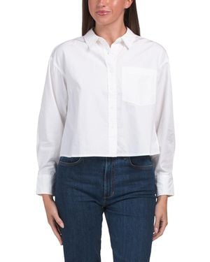 TJ Maxx Cropped Shirt With Chest Pocket For Cotton - White