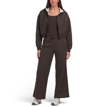 TJ Maxx 3Pc Baby Fleece Hoodie Corset Tank Top And Wide Leg Pants Set, Spandex/Cotton/Polyester - Black