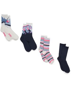 TJ Maxx 4Pk Half Cushion Ski Crew Socks For Spandex/Cotton/Polyester - Blue
