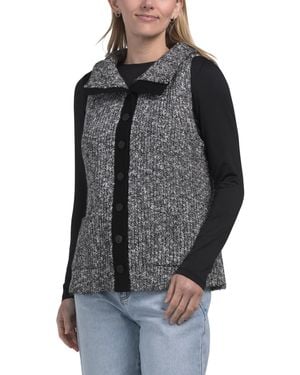 TJ Maxx Funnel Neck Button Vest, Spandex/Cotton/Polyester - Gray