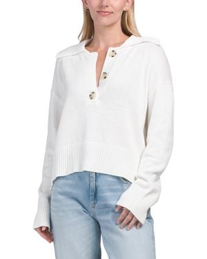 TJ Maxx Cotton Phoebe Polo Sweater - White