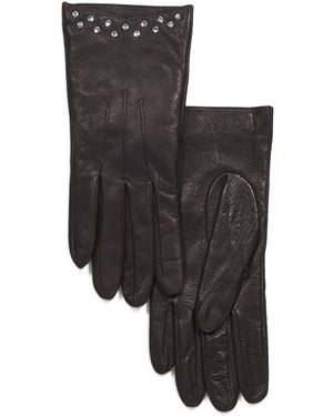 TJ Maxx Leather Gloves With Wool And Cashmere Blend Lining For Nylon/Leather/Wool - Black