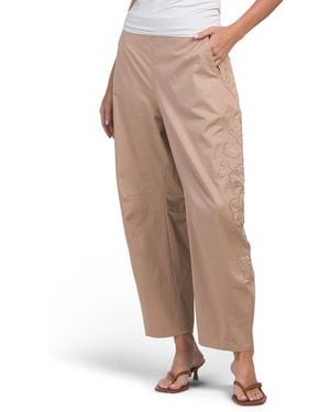 TJ Maxx Blissett Laser Cut Floral Pants For Spandex/Cotton - Natural