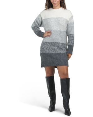 TJ Maxx Wool Blend Color Block Ombre Long Sleeved Mini Sweater Dress For Nylon/Spandex/Polyester - Gray