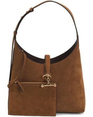 TJ Maxx Suede Kite Hobo With Detachable Pouch For /Suede - Brown