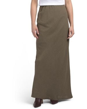 TJ Maxx Linen Blend A-Line Maxi Skirt For Linen/Viscose - Brown