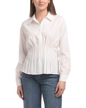 TJ Maxx Super Stretch Long Sleeve Shirt For Spandex/Polyester - White