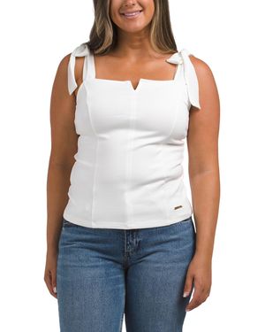 TJ Maxx Sleeveless Corset Top With Woven Ties, Nylon/Polyester/Viscose - White