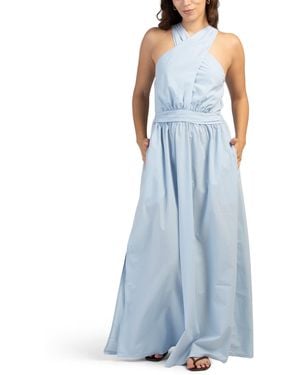 TJ Maxx Maui Solid Dress For Cotton/Rayon - Blue