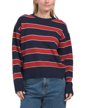 TJ Maxx Luxe Rugby Striped Pullover Sweater, Nylon/Spandex/Polyester - Blue