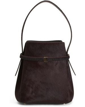 TJ Maxx Leather Belted Bucket Bag For Leather - Black