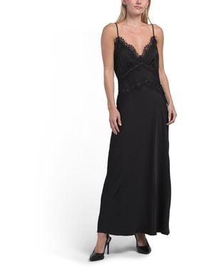 TJ Maxx Satin Lace Maxi Dress For Polyester - Black
