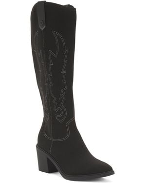 TJ Maxx Willow Pointed Toe Western Knee High Comfort Boots For Leather - Black