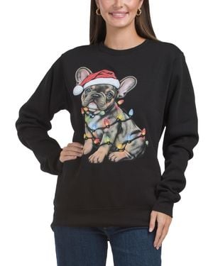 TJ Maxx Santa Hat Frenchie Sweatshirt For Cotton/Polyester - Black