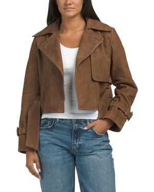 TJ Maxx Suede Rexa Short Trench Coat For Polyester/Suede - Brown