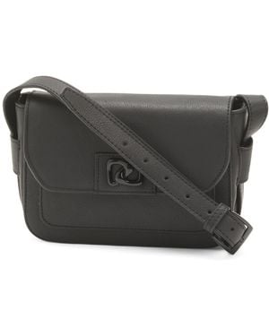 TJ Maxx Leather Marin Flap Crossbody - Black