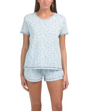 TJ Maxx 2Pc Cotton Dream Away Pointelle Top And Shorts Pajama Set For - Blue