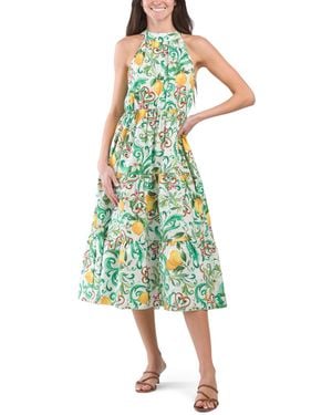 TJ Maxx Cotton Lemon Print Maxi Dress For - Green