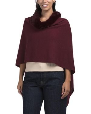 TJ Maxx Cashmere Blend Windchill Topper With Faux Fur Trim For Polyester/Cashmere - Red
