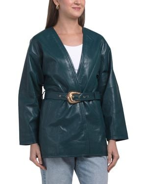 TJ Maxx Recycled Leather Jasper Coat For Polyester/Leather - Blue