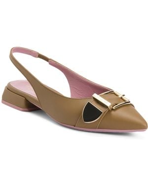 TJ Maxx Leather Sling Back Pointy Toe Shoes With Buckle For Leather - Brown