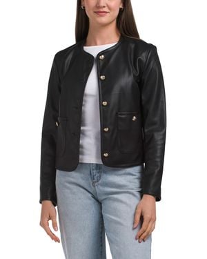 TJ Maxx Faux Leather Hope Jacket, Polyester/Leather - Black