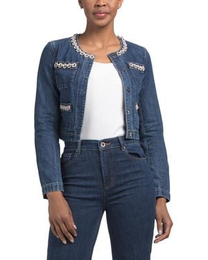 TJ Maxx Cropped Denim Jacket, Cotton - Blue