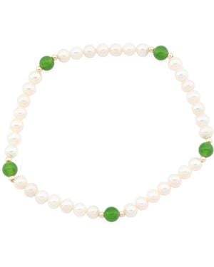 TJ Maxx 14Kt Freshwater Pearl Jade Bracelet - Multicolor