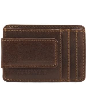 TJ Maxx Leather Voyager Magnetic Money Clip Card Holder For - Brown