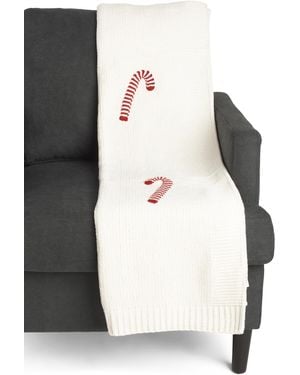 TJ Maxx Knit Sweater Candy Cane Throw, Polyester - Multicolor