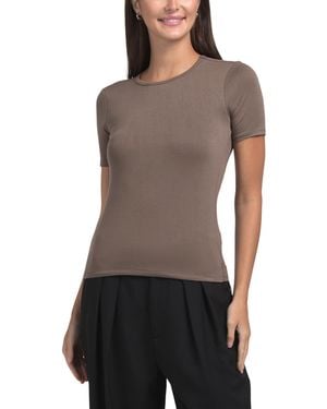 TJ Maxx Cashmere Blend Jersey Short Sleeve Crew Neck Top For Spandex/Modal/Cashmere - Gray