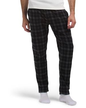 TJ Maxx Denver Plaid Fleece Pants For Polyester - Black