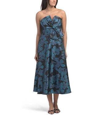 TJ Maxx Strapless Floral Midi Dress For Polyester - Blue