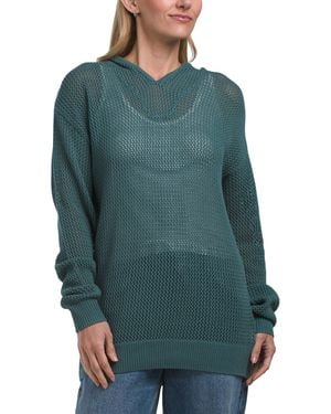 TJ Maxx Laurel Beach Knit Pull Over Hoodie, Cotton - Green