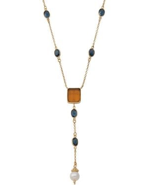 TJ Maxx 18Kt Plated Venetian Glass Rosary Cross Necklace - White