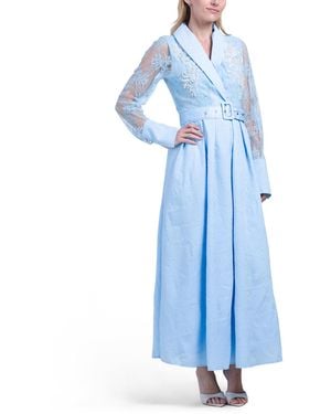 TJ Maxx Long Sleeve Lace Top Gown For Spandex/Polyester - Blue