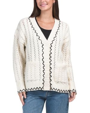 TJ Maxx Joan Embroidered Cardigan Sweater, Nylon/Polyester/Acrylic - White