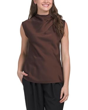 TJ Maxx Satin Cowl Neck Top For Spandex/Polyester - Brown