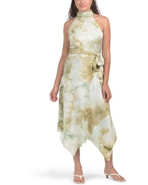 TJ Maxx Halter Neck Tie Dye Dress For Polyester - Green