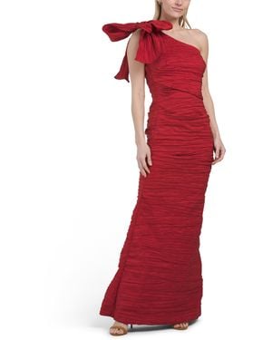 TJ Maxx One Shoulder Taffeta Dress With Bow For Nylon/Polyester - Red