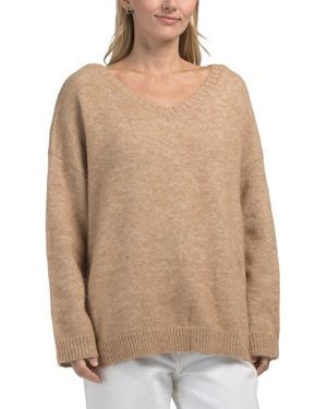 TJ Maxx V-Neck Oversized Sweater, Nylon/Polyester/Wool - Natural