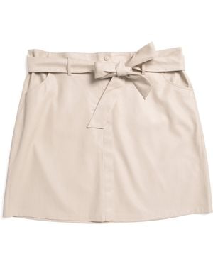 TJ Maxx Plus Faux Leather Belted Skirt For Polyester/Leather - Natural