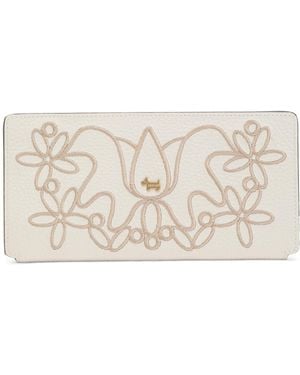 TJ Maxx Leather Coin Street Embroidered Large Bifold Wallet For - Natural