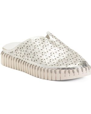 TJ Maxx Leather Tw 118 Memory Foam Comfort Flat Mules For - White